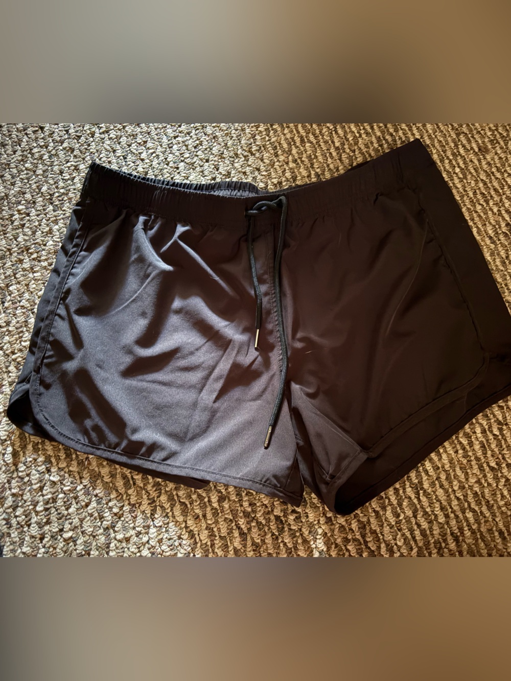 Women's Black Athletic Running Shorts with Drawstring Waist